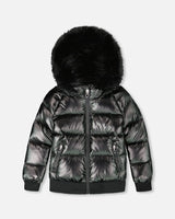 Black Quilted Bomber-Style Winter Coat | Deux par Deux | Jenni Kidz