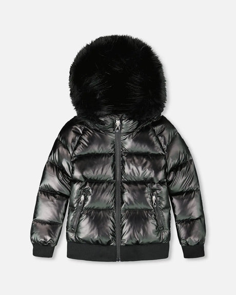 Black Quilted Bomber-Style Winter Coat | Deux par Deux | Jenni Kidz