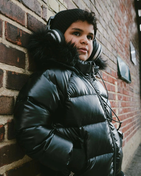 Black Quilted Bomber-Style Winter Coat | Deux par Deux | Jenni Kidz