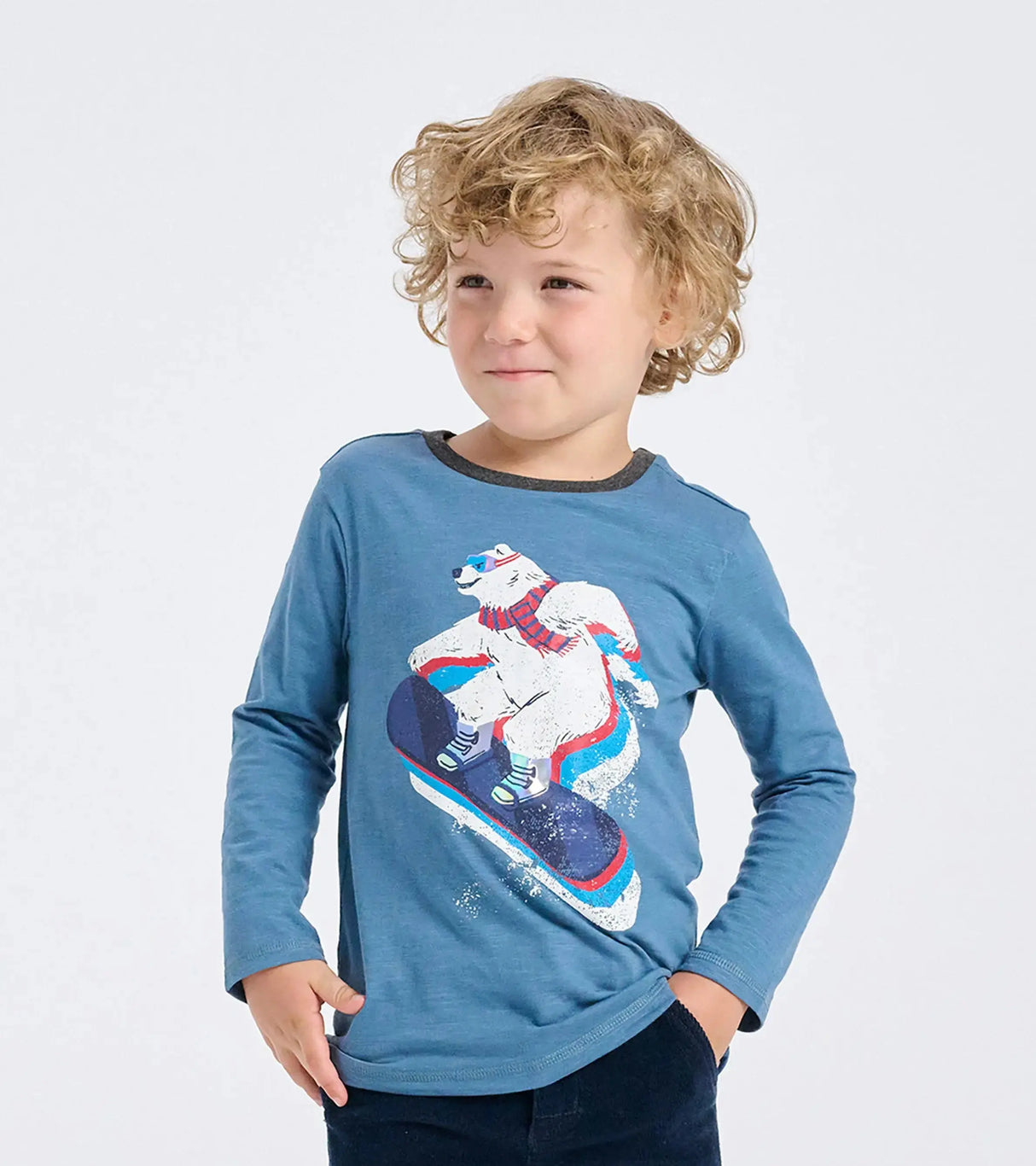 Boys Snowboarding Polar Bear Long Sleeve T-Shirt | Hatley | Hatley | Jenni Kidz