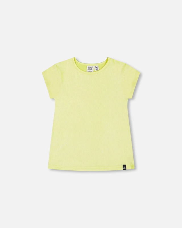 Bright Shiny Rib T-Shirt Lime | Deux par Deux | Jenni Kidz