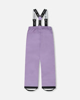Close-up of Cordura® reinforced knees and hems – Deux par Deux purple snowsuit pants