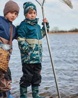 Colorblock Printed Two-Piece Mid-Season Outerwear Set Forest Green With Black Pines | Deux par Deux | Jenni Kidz