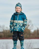 Colorblock Printed Two-Piece Mid-Season Outerwear Set Forest Green With Black Pines | Deux par Deux | Jenni Kidz