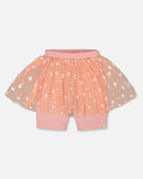 Crinkle Biker Short With Flower Mesh Skirt Light Old Pink | Deux par Deux | Jenni Kidz
