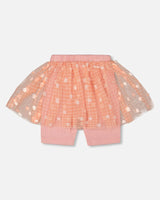 Crinkle Biker Short With Flower Mesh Skirt Light Old Pink | Deux par Deux | Jenni Kidz