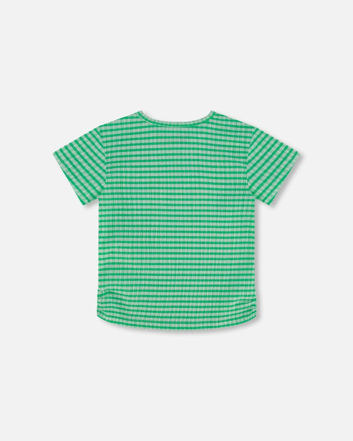 Crinkle Jersey Top With Flower Applique Vichy Green | Deux par Deux | Jenni Kidz