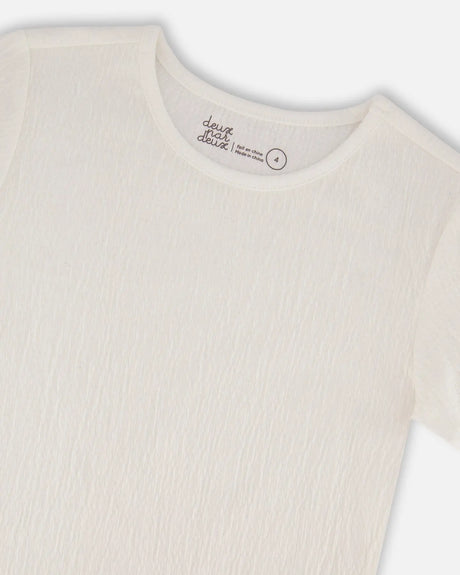 Crinkle Short Sleeve Top White | Deux par Deux | Jenni Kidz