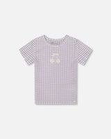 Crinkle Top With Applique White Checkered Lilac | Deux par Deux | Jenni Kidz