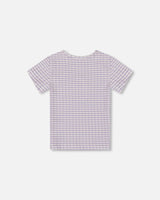 Crinkle Top With Applique White Checkered Lilac | Deux par Deux | Jenni Kidz