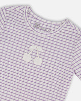 Crinkle Top With Applique White Checkered Lilac | Deux par Deux | Jenni Kidz