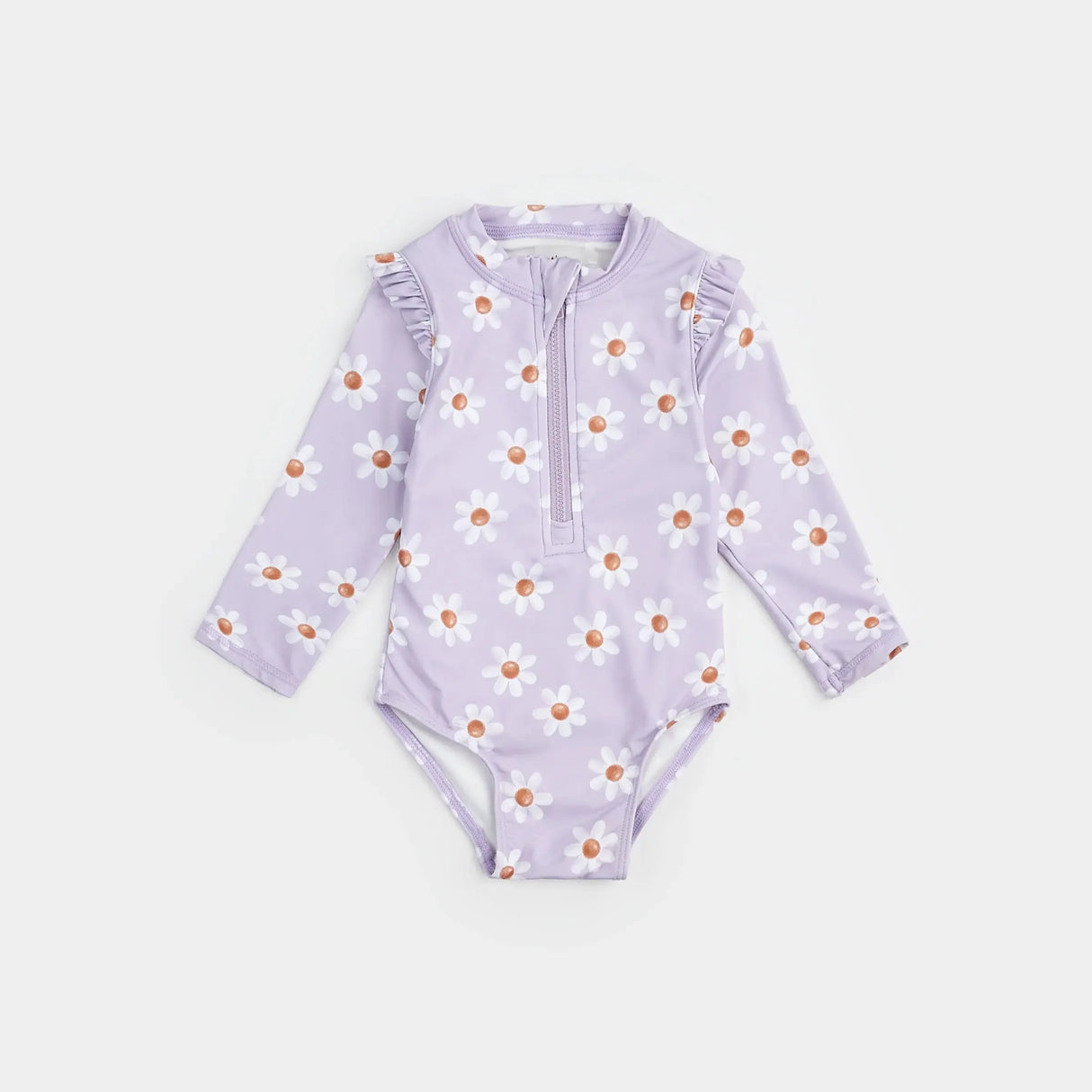 Daisy Print On Lavender Long-Sleeve Swimsuit | Petit Lem | Petit Lem | Jenni Kidz