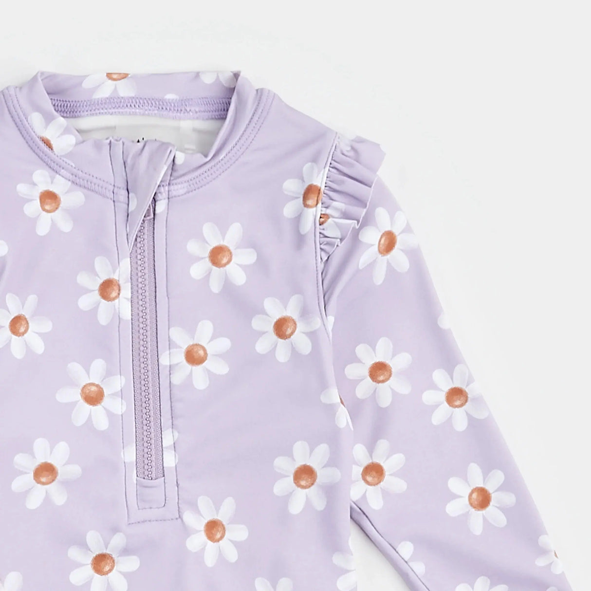 Daisy Print On Lavender Long-Sleeve Swimsuit | Petit Lem | Petit Lem | Jenni Kidz