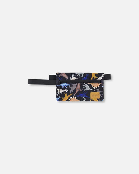 Double Pencil Case Black Dinosaur Print | Deux par Deux | Jenni Kidz