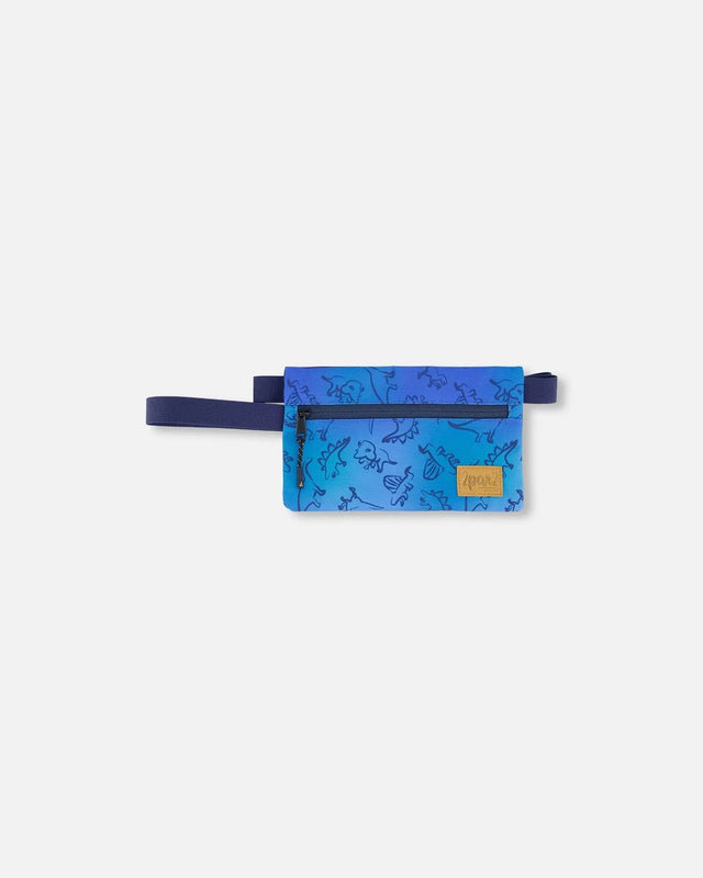 Double Pencil Case Blue Gradient Dinosaur Print | Deux par Deux | Jenni Kidz