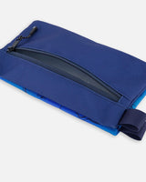 Double Pencil Case Blue Gradient Dinosaur Print | Deux par Deux | Jenni Kidz