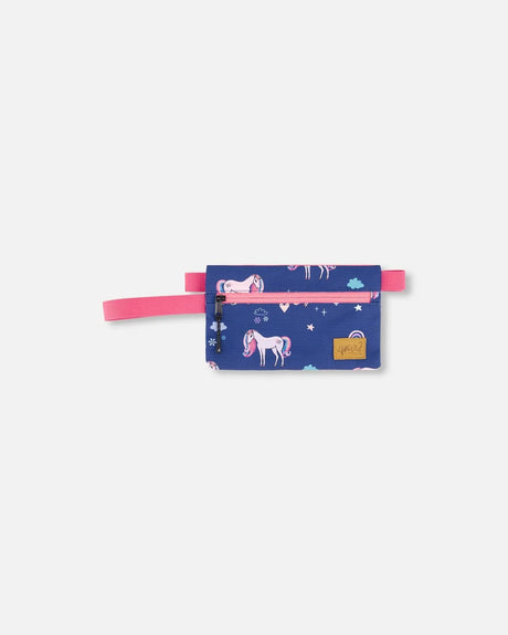 Double Pencil Case Navy Unicorn Print | Deux par Deux | Jenni Kidz