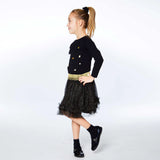 Long Sleeve Raglan Top With Frill Black | DEUX PAR DEUX - Jenni Kidz