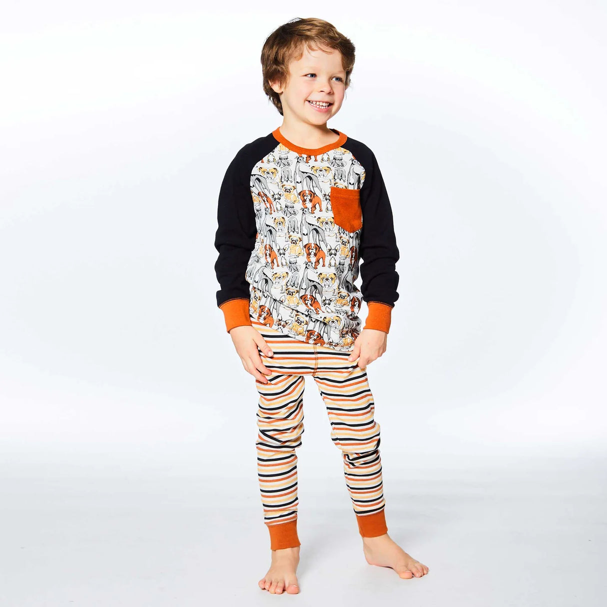 Organic Cotton Two Piece Pajama Set With Dog Print | DEUX PAR DEUX - Jenni Kidz