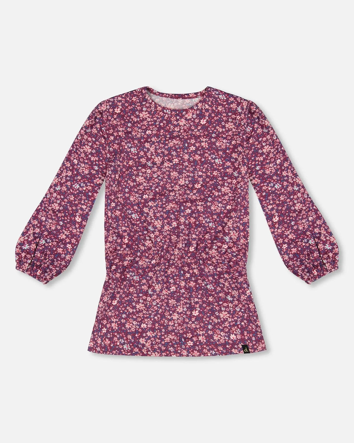 Elastic Waist Tunic Burgundy Printed Little Flowers | Deux par Deux | Jenni Kidz