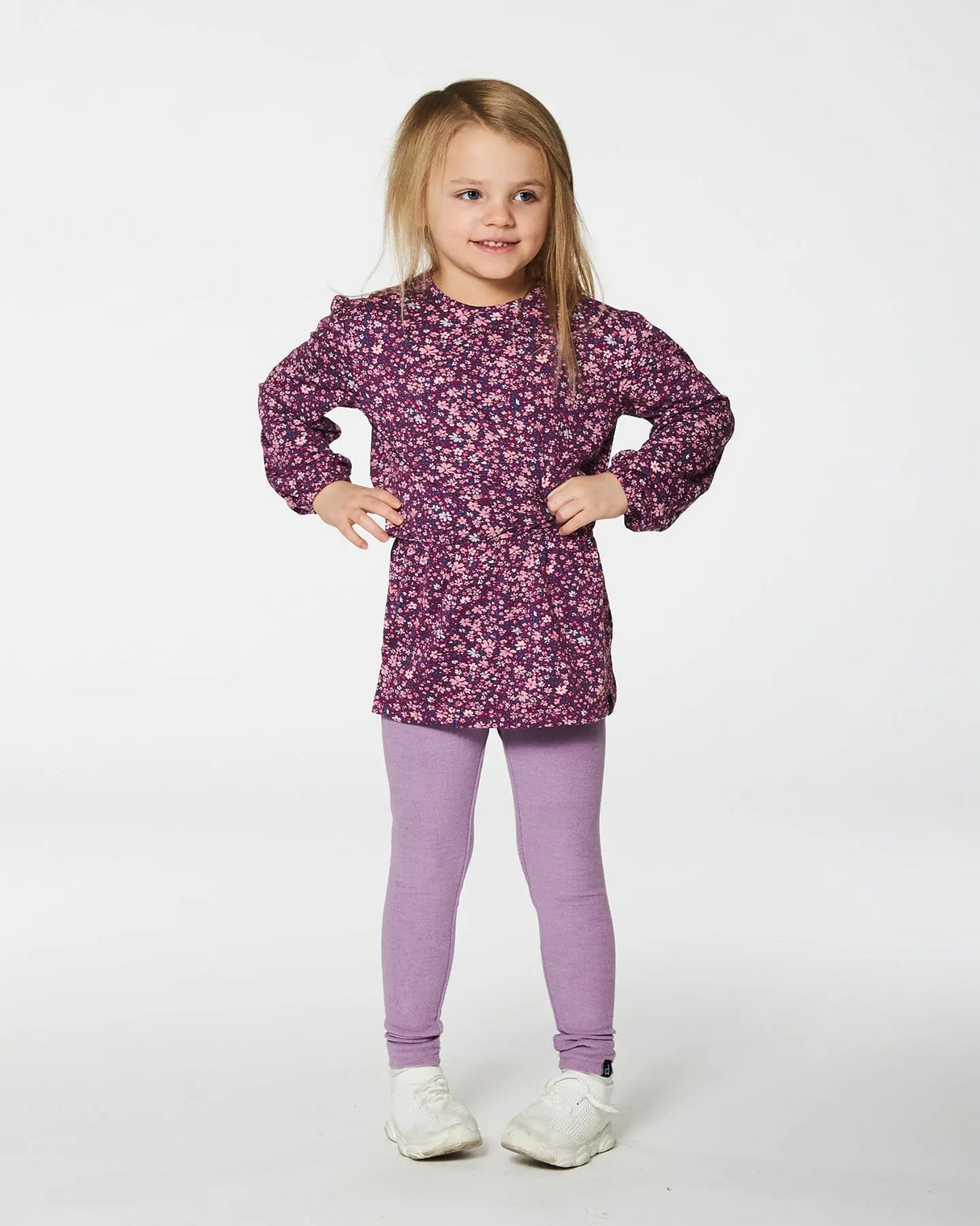 Elastic Waist Tunic Burgundy Printed Little Flowers | Deux par Deux | Jenni Kidz