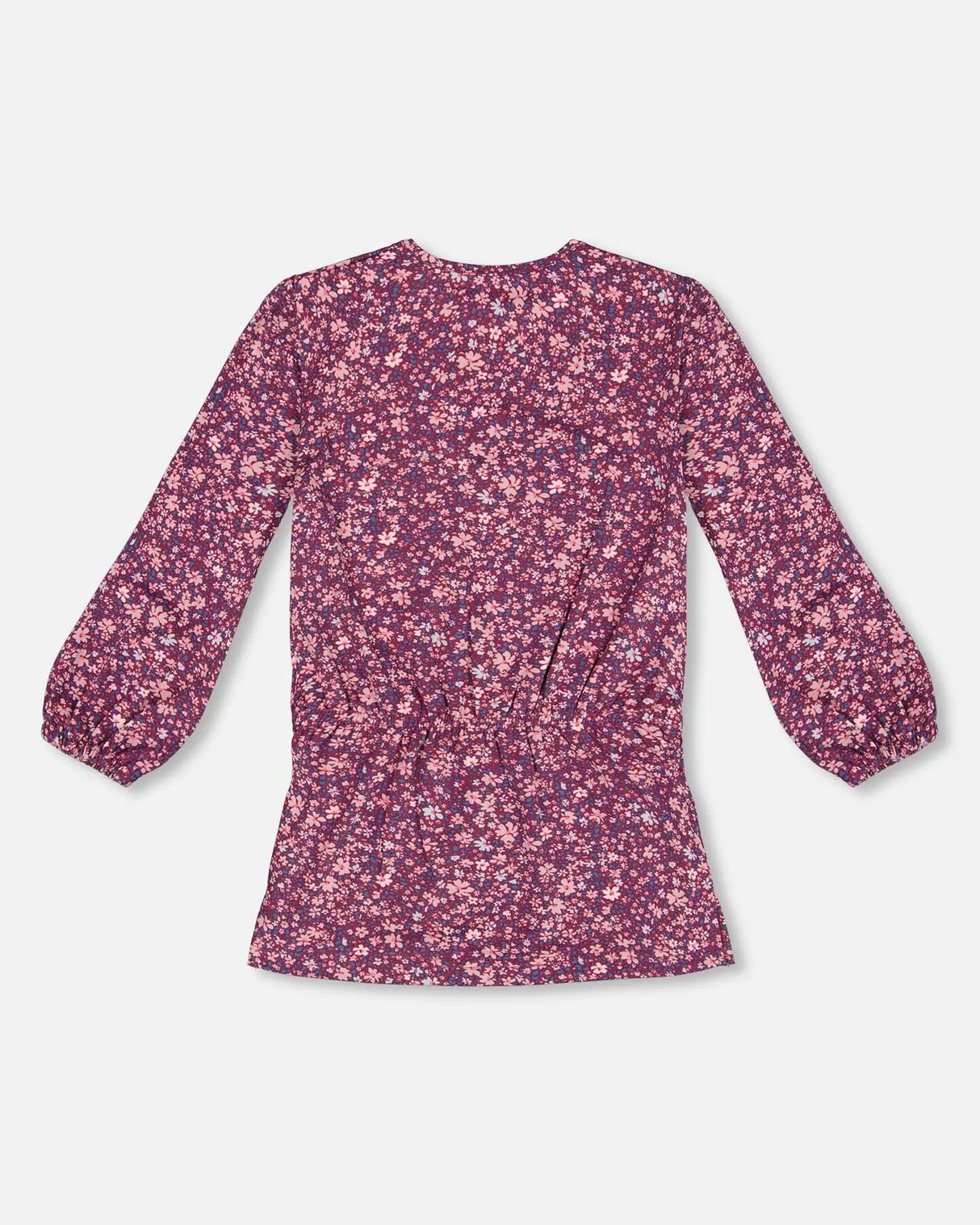 Elastic Waist Tunic Burgundy Printed Little Flowers | Deux par Deux | Jenni Kidz