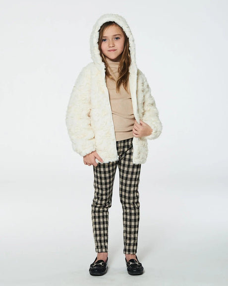 Embroidered Faux Fur Cardigan Off White | Deux par Deux | Jenni Kidz