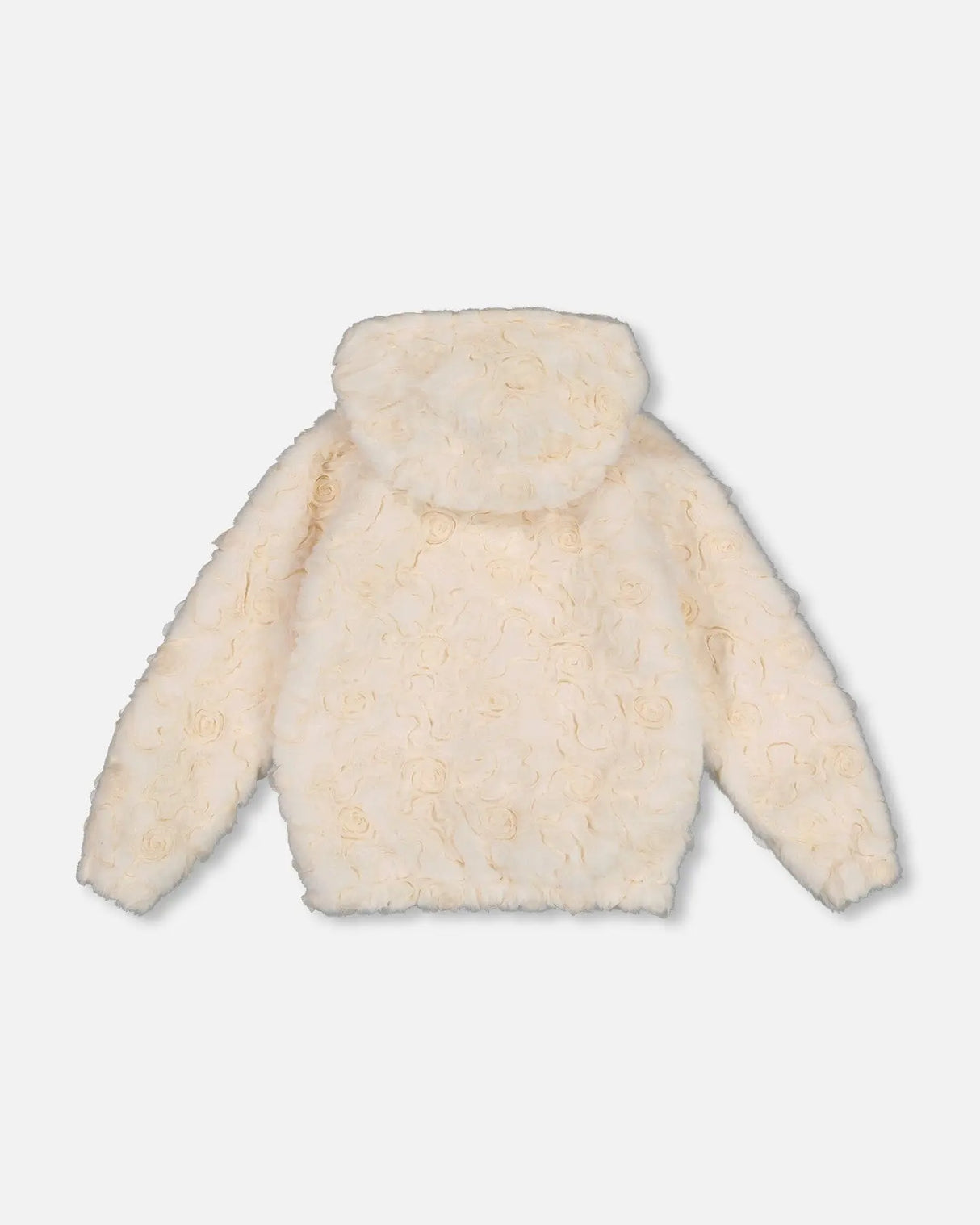 Embroidered Faux Fur Cardigan Off White | Deux par Deux | Jenni Kidz