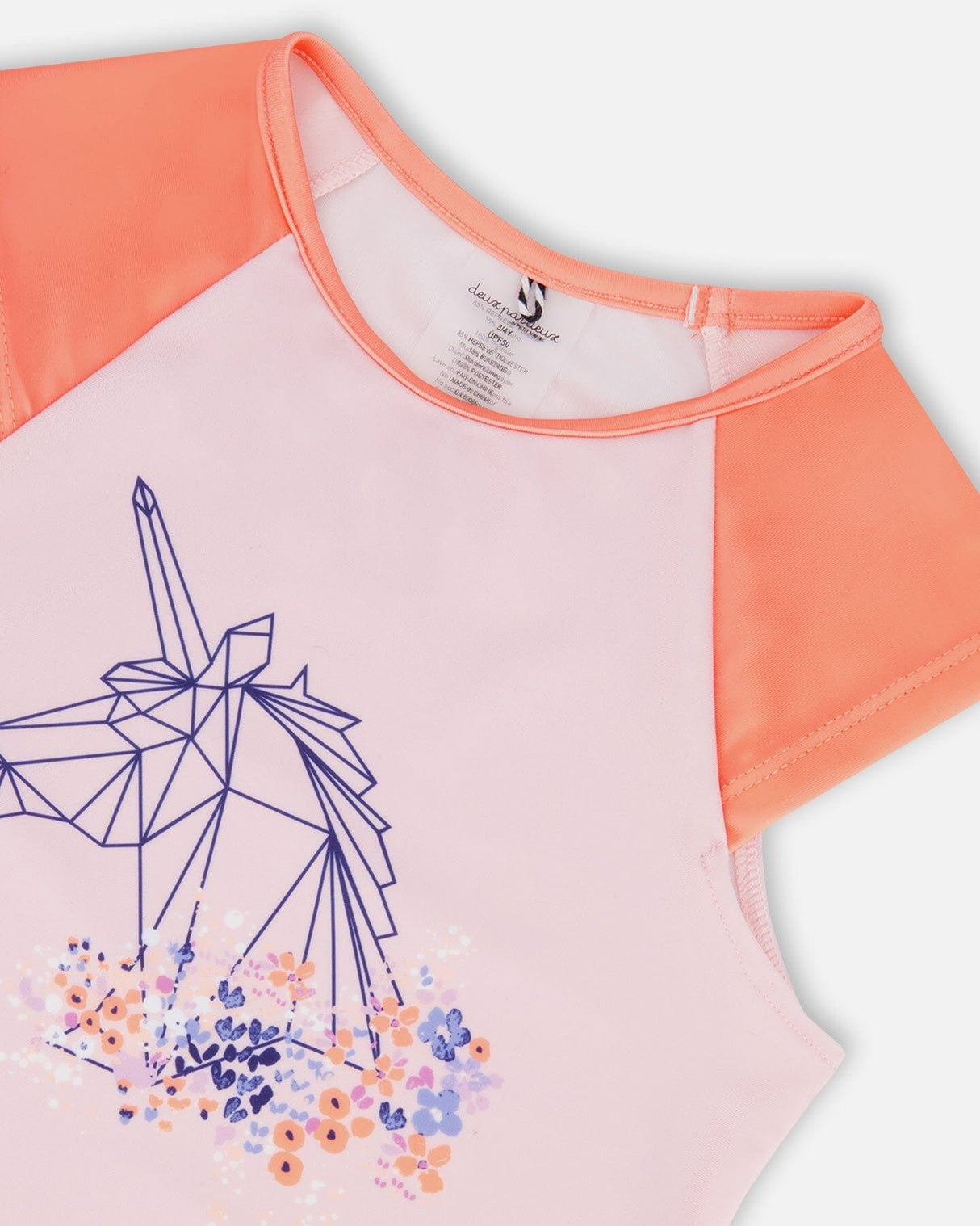 Two Piece Rashguard Swimsuit Lavender Printed Fields Flowers-3