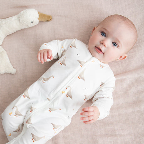 Mother Goose Print on Off-White Sleeper | Petit Lem - Jenni Kidz