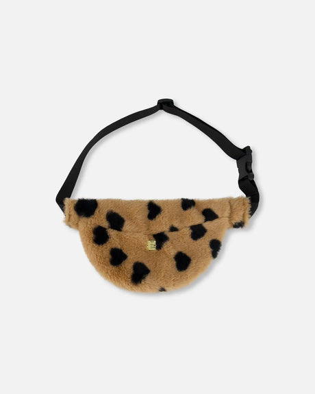 Faux Fur Fanny Bag Caramel Printed Heart | Deux par Deux | Jenni Kidz