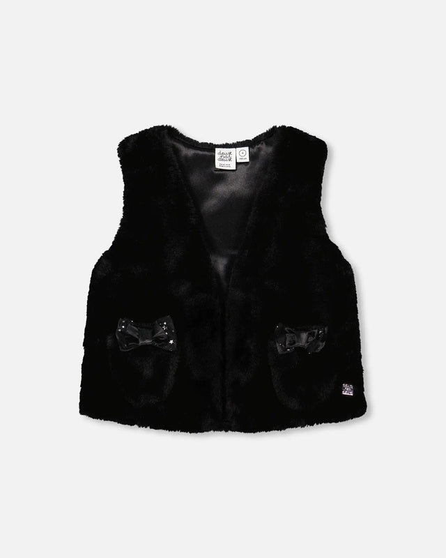 Faux Fur Vest Black | Deux par Deux | Jenni Kidz