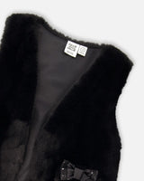 Faux Fur Vest Black | Deux par Deux | Jenni Kidz