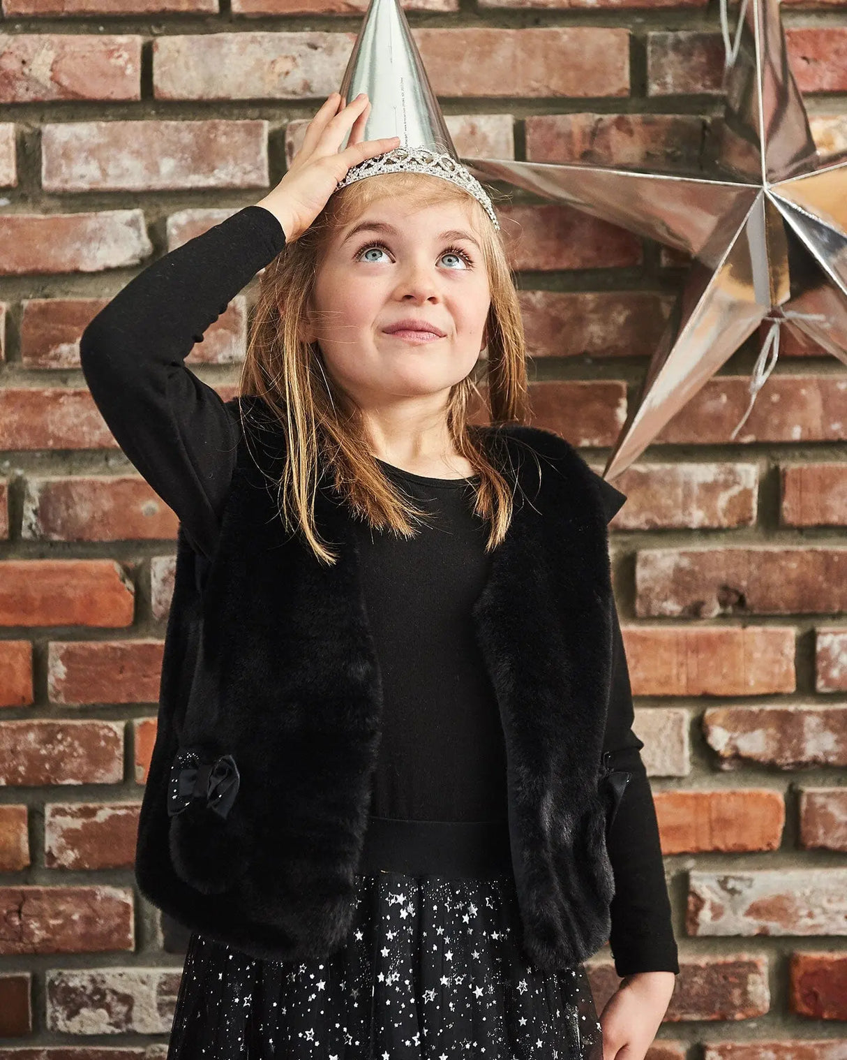 Faux Fur Vest Black | Deux par Deux | Jenni Kidz