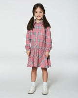 Flannel Shirt Dress With Frill Pink Plaid | Deux par Deux | Jenni Kidz