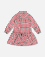 Flannel Shirt Dress With Frill Pink Plaid | Deux par Deux | Jenni Kidz