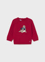 Flat lay front view of Mayoral baby unisex animal intarsia sweater