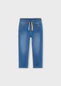 Flat lay front view of Mayoral boy jogger jeans with drawstring waist
