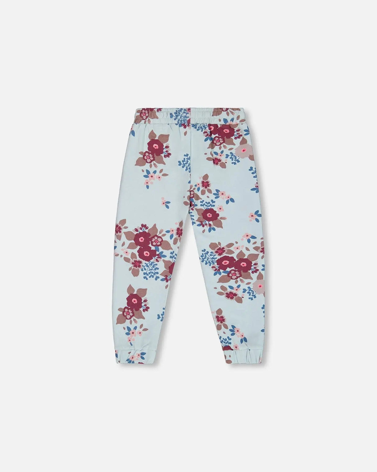 Fleece Sweatpants Light Blue Printed Big Flowers | Deux par Deux | Jenni Kidz