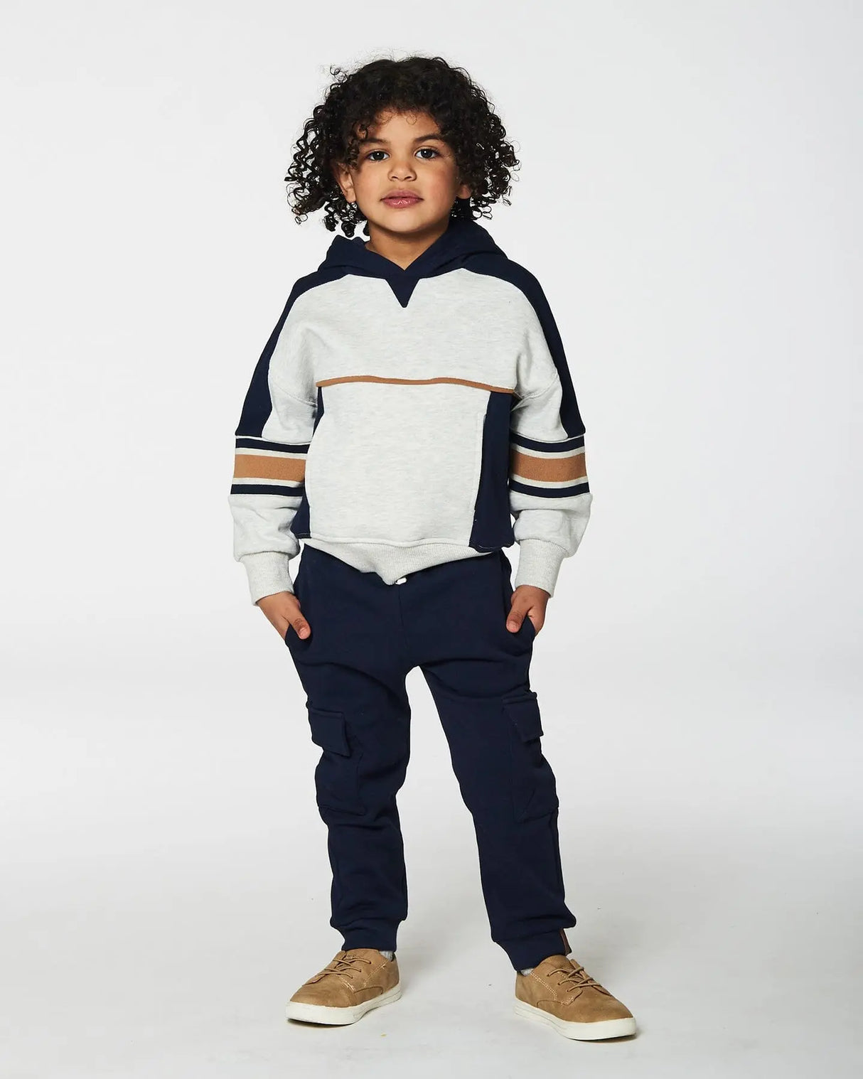 Fleece Sweatpants With Cargo Pockets Navy | Deux par Deux | Jenni Kidz