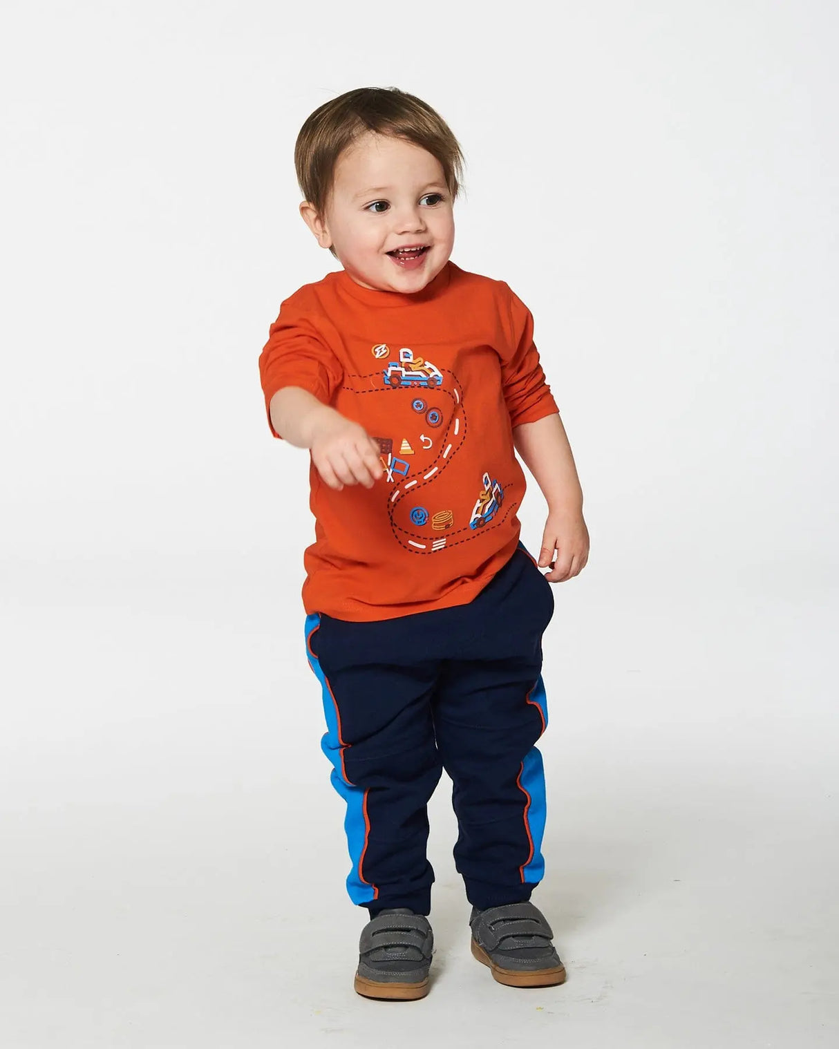 Fleece Sweatpants With Contrast Sides Navy | Deux par Deux | Jenni Kidz