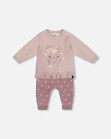 Fox Intarsia Top And Knitted Pant Set Woodrose | Deux par Deux | Jenni Kidz