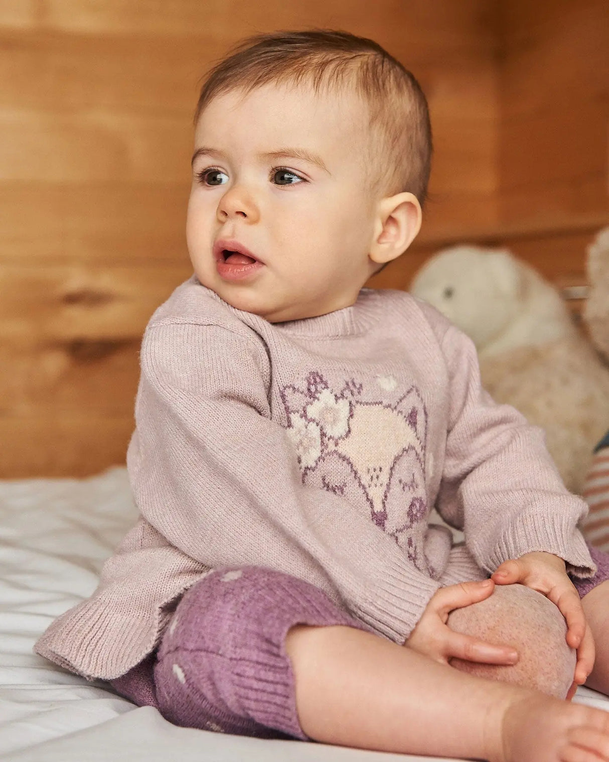 Fox Intarsia Top And Knitted Pant Set Woodrose | Deux par Deux | Jenni Kidz