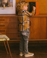 French Terry Black Denim Pants With Contrasting Patch | Deux par Deux | Jenni Kidz