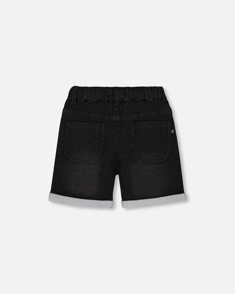 French Terry Denim Short Black Jeans | Deux par Deux | Jenni Kidz