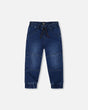 French Terry Jogger Pants Dark Blue Denim | Deux par Deux | Jenni Kidz