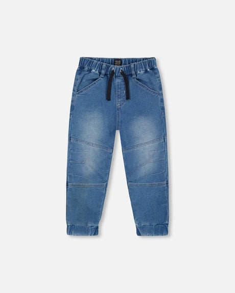 French Terry Jogger Pants Light Blue Denim | Deux par Deux | Jenni Kidz