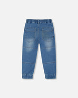 French Terry Jogger Pants Light Blue Denim | Deux par Deux | Jenni Kidz