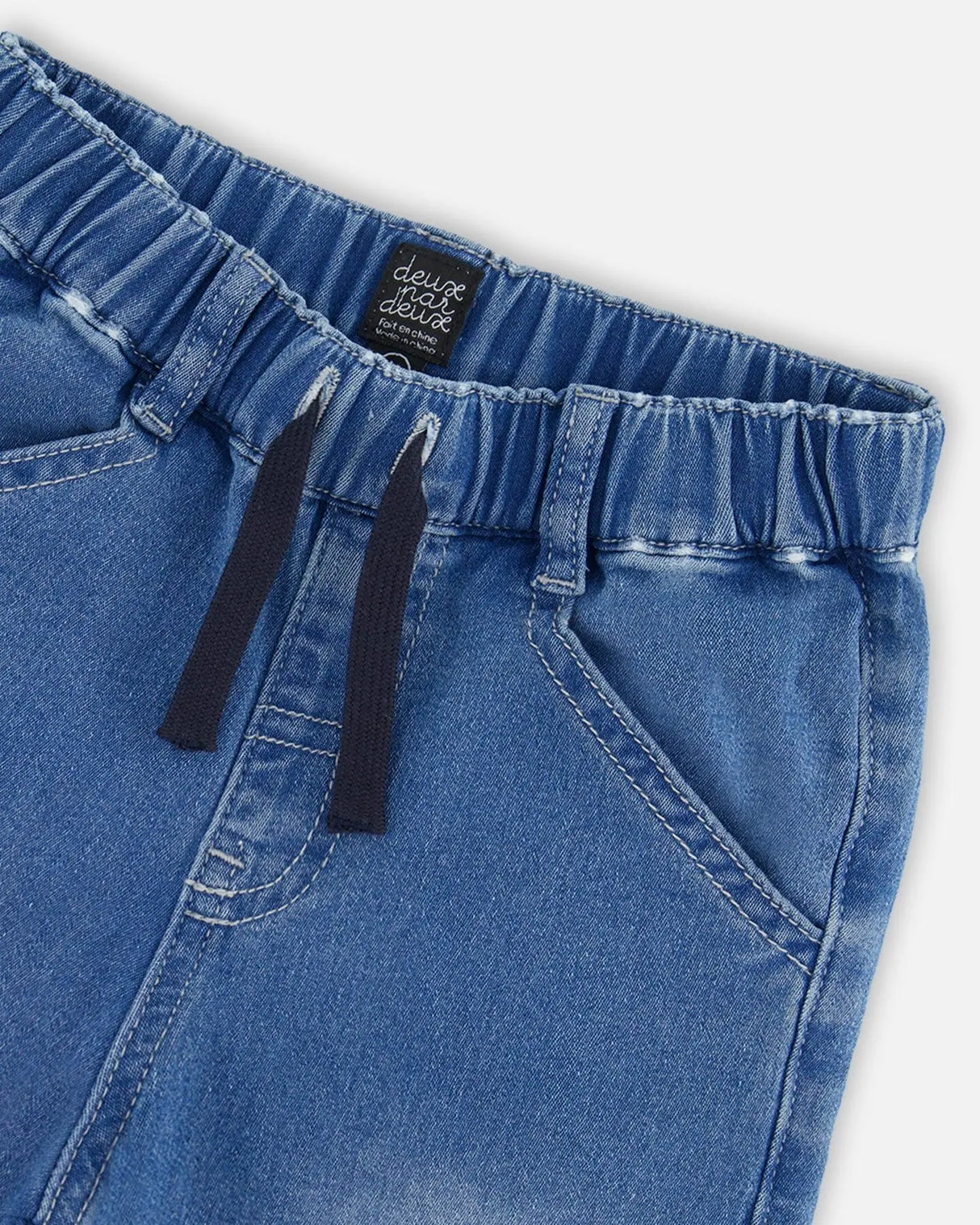 French Terry Jogger Pants Light Blue Denim | Deux par Deux | Jenni Kidz