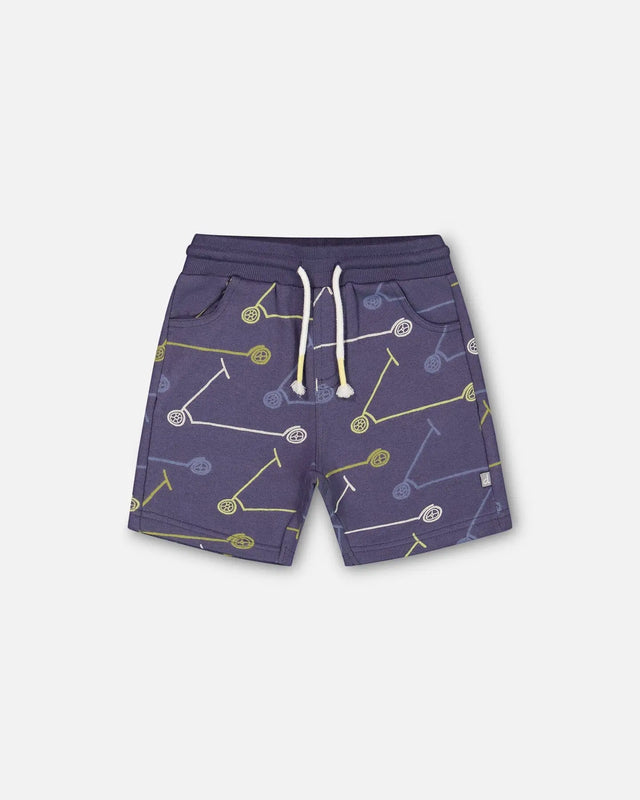 French Terry Short Blue Printed Scooters | Deux par Deux | Jenni Kidz